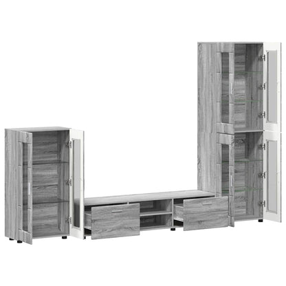 Set mobile TV con porta FLORIN Grigio Sonoma Legno multistrato