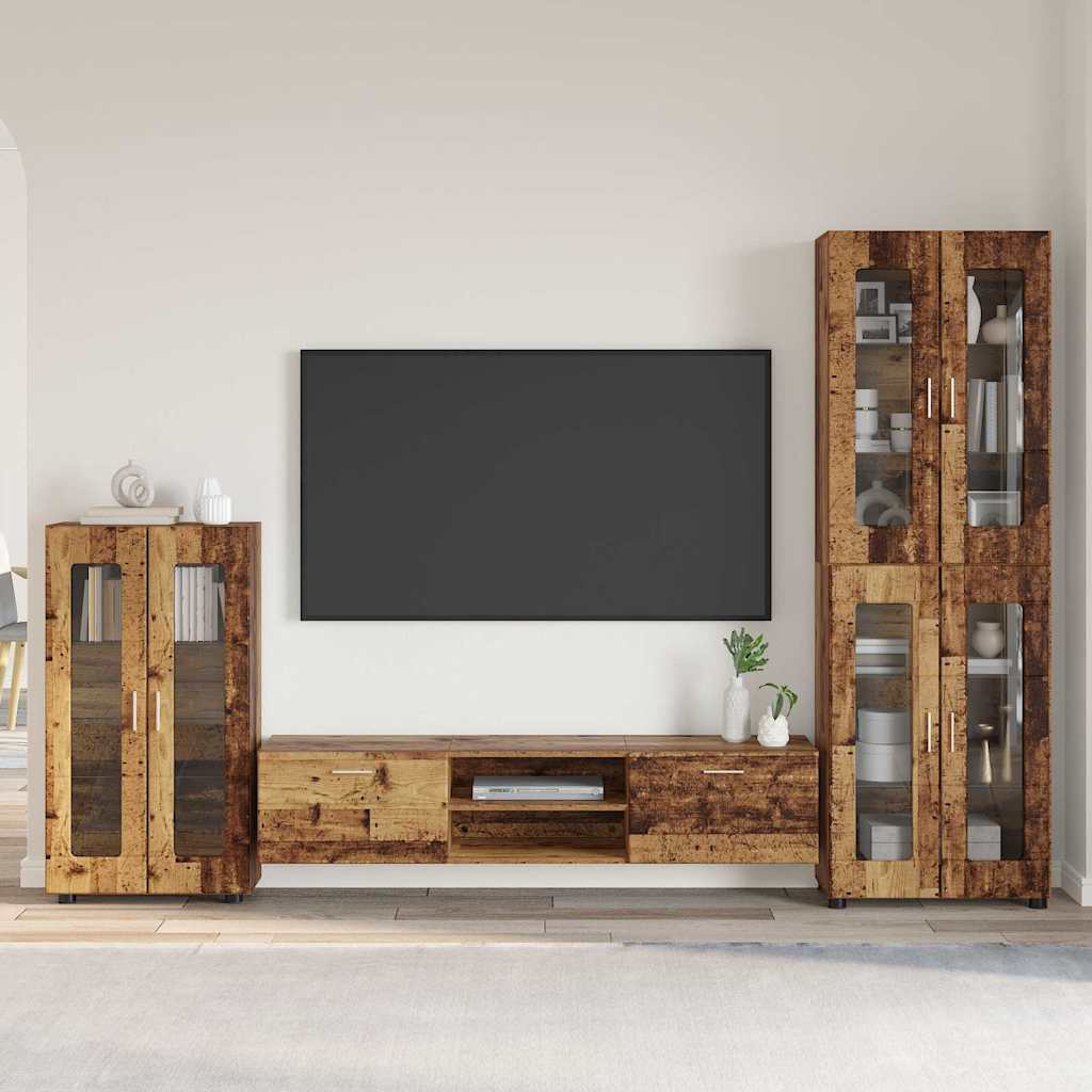 Set mobile TV con porta FLORIN Legno vecchio Legno multistrato