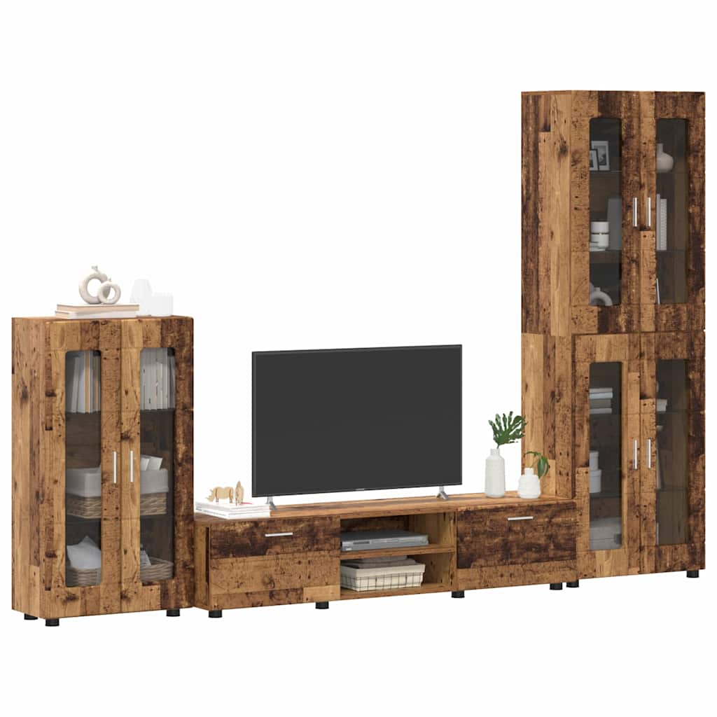 Set mobile TV con porta FLORIN Legno vecchio Legno multistrato