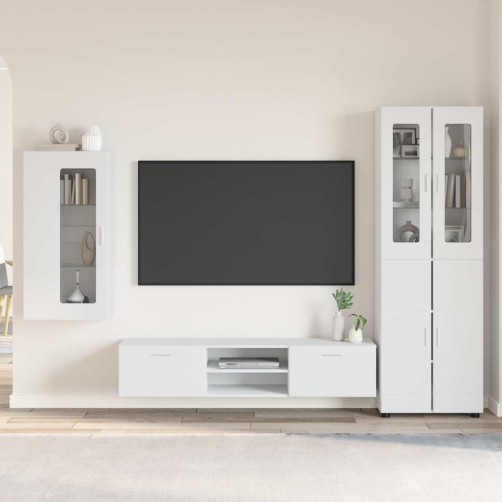 Set mobile TV con cassetto FLORIN Bianco Legno multistrato
