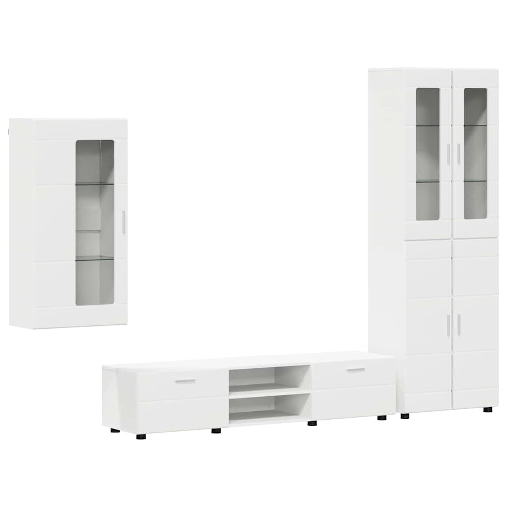 Set mobile TV con cassetto FLORIN Bianco Legno multistrato