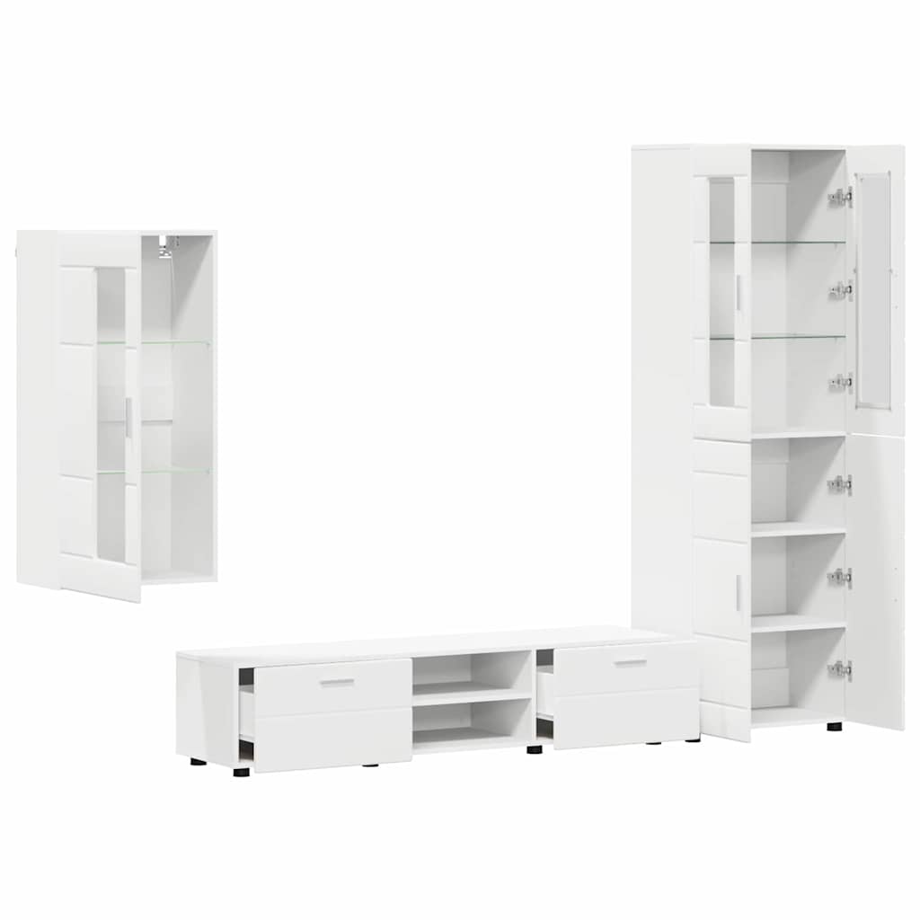 Set mobile TV con cassetto FLORIN Bianco Legno multistrato