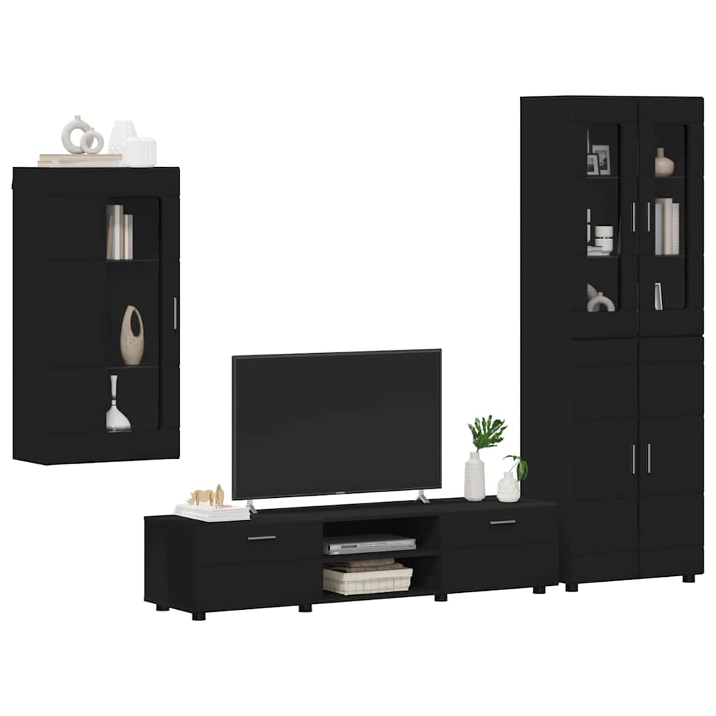 Set mobile TV con cassetto FLORIN Nero Legno multistrato