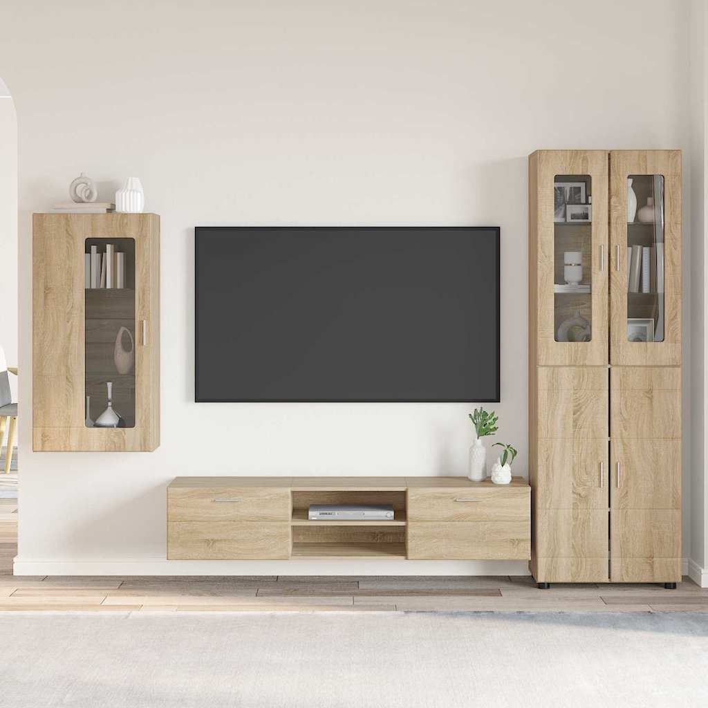 Set mobile TV con porta FLORIN Rovere Sonoma Legno multistrato