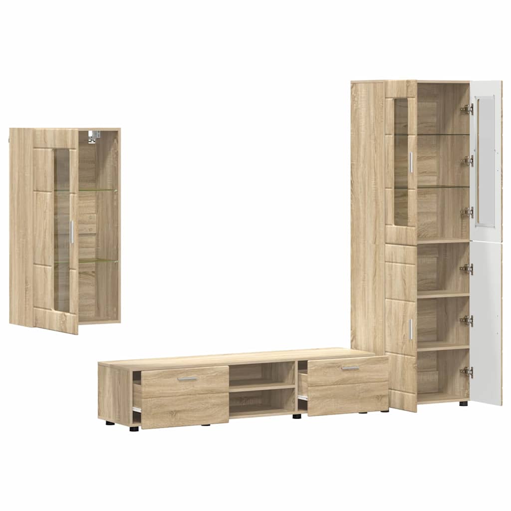 Set mobile TV con porta FLORIN Rovere Sonoma Legno multistrato