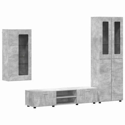 Set mobile TV con porta FLORIN Grigio cemento Legno multistrato