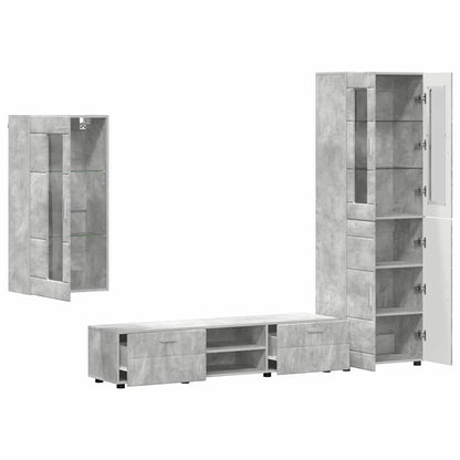 Set mobile TV con porta FLORIN Grigio cemento Legno multistrato