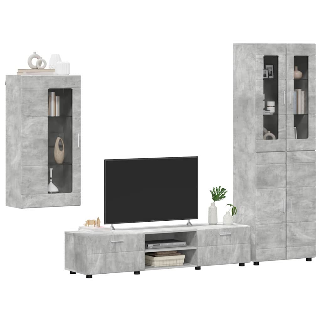 Set mobile TV con porta FLORIN Grigio cemento Legno multistrato