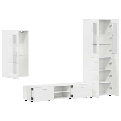 Set mobile TV con porta FLORIN Bianco Lucido Legno multistrato