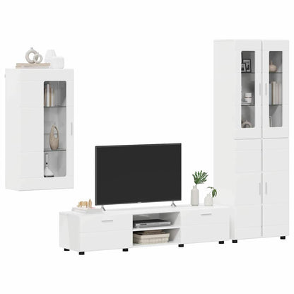 Set mobile TV con porta FLORIN Bianco Lucido Legno multistrato