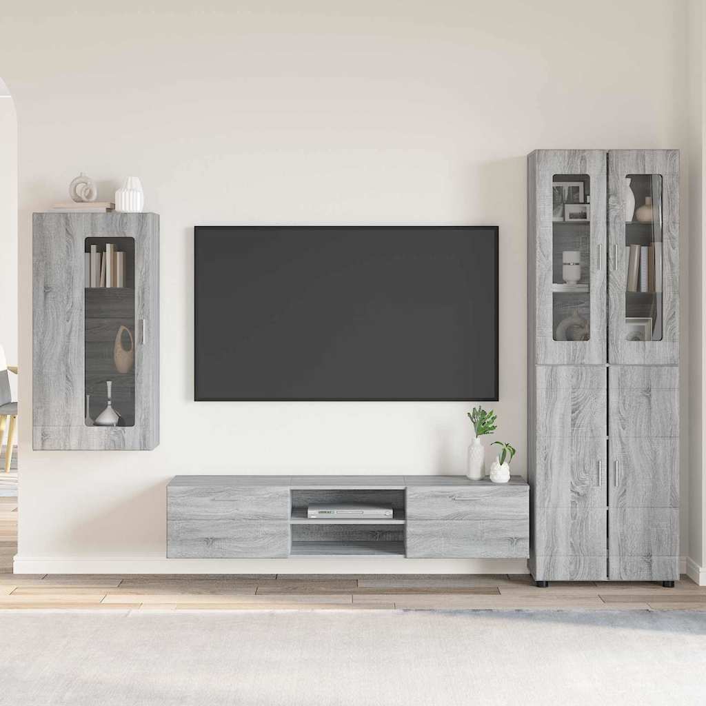 Set mobile TV con porta FLORIN Grigio Sonoma Legno multistrato