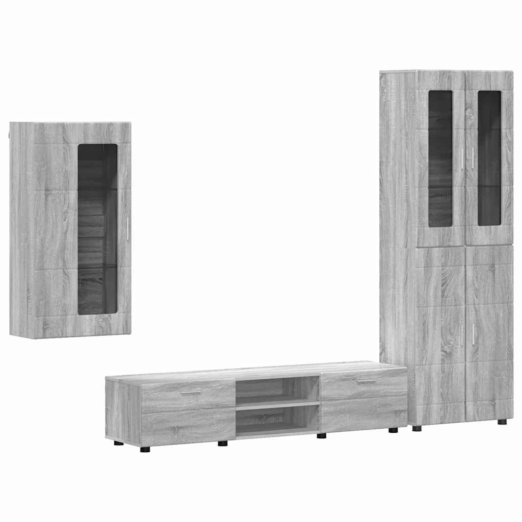 Set mobile TV con porta FLORIN Grigio Sonoma Legno multistrato