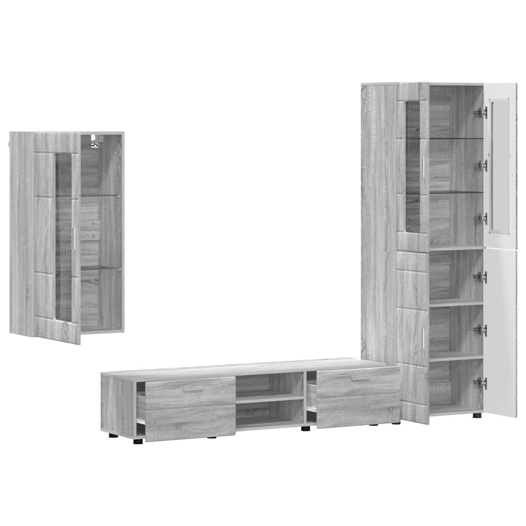 Set mobile TV con porta FLORIN Grigio Sonoma Legno multistrato