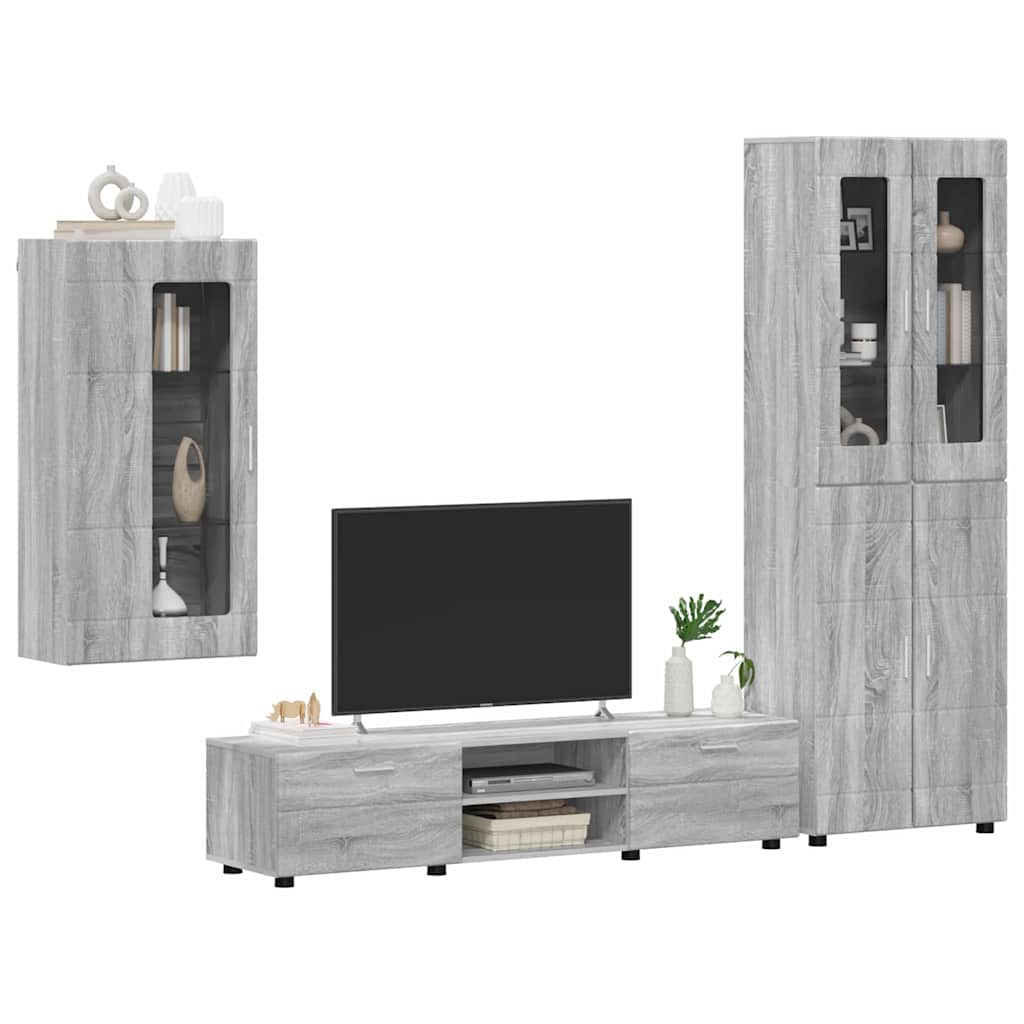 Set mobile TV con porta FLORIN Grigio Sonoma Legno multistrato