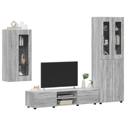 Set mobile TV con porta FLORIN Grigio Sonoma Legno multistrato