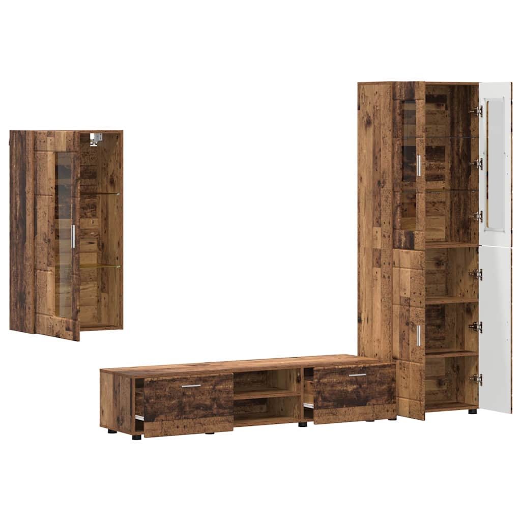 Set mobile TV con porta FLORIN Legno vecchio Legno multistrato