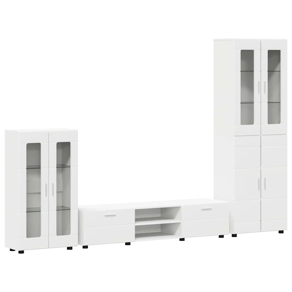 Set mobile TV con cassetto FLORIN Bianco Legno multistrato