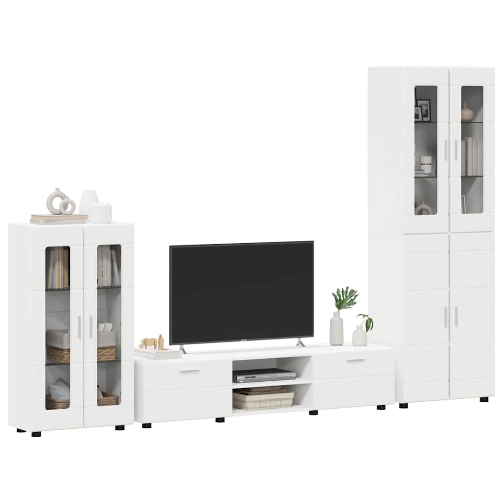 Set mobile TV con cassetto FLORIN Bianco Legno multistrato