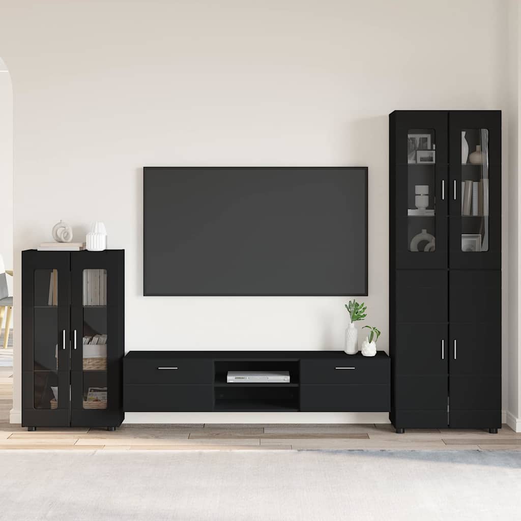 Set mobile TV con cassetto FLORIN Nero Legno multistrato