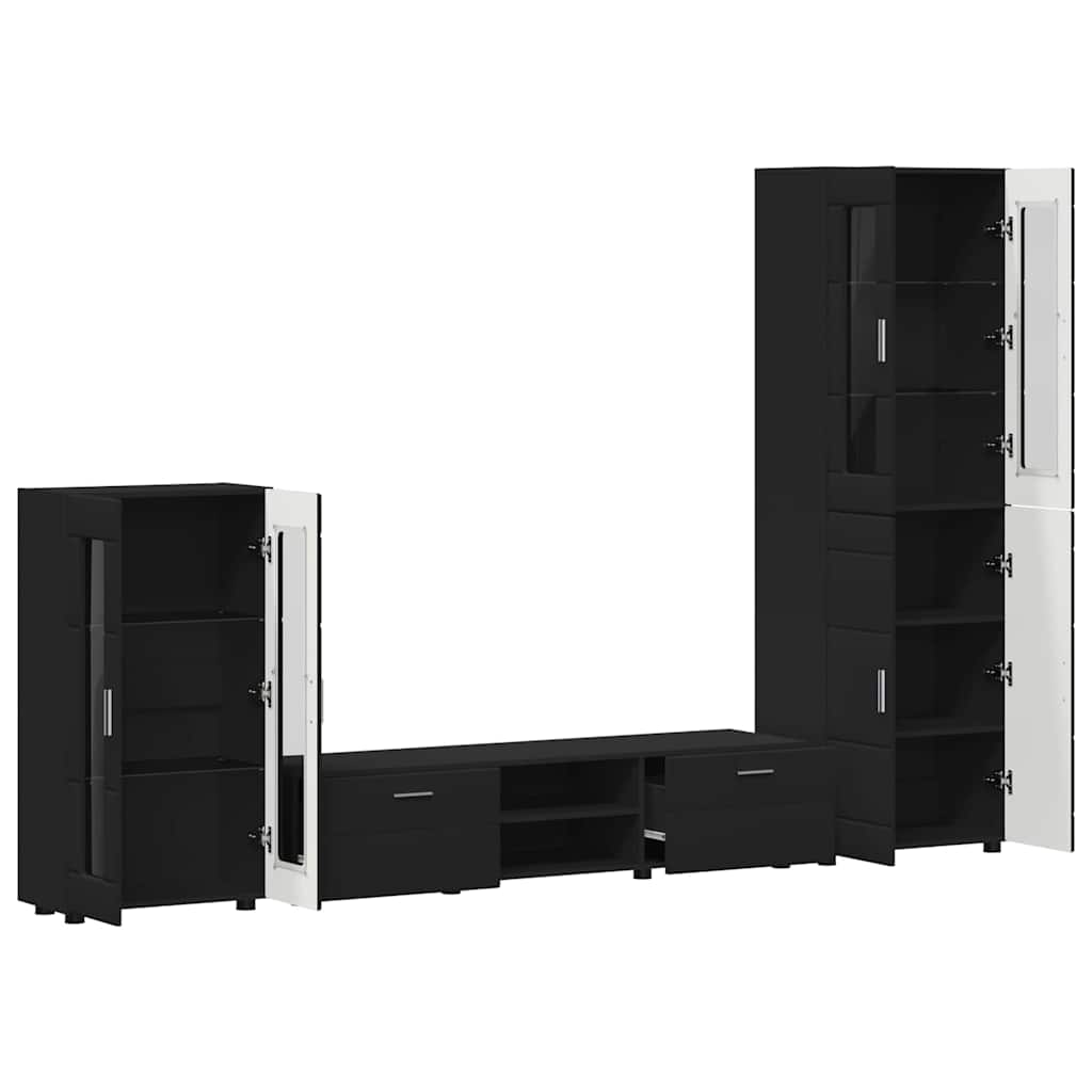 Set mobile TV con cassetto FLORIN Nero Legno multistrato