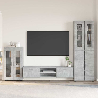 Set mobile TV con porta FLORIN Grigio cemento Legno multistrato