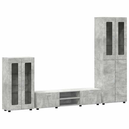 Set mobile TV con porta FLORIN Grigio cemento Legno multistrato