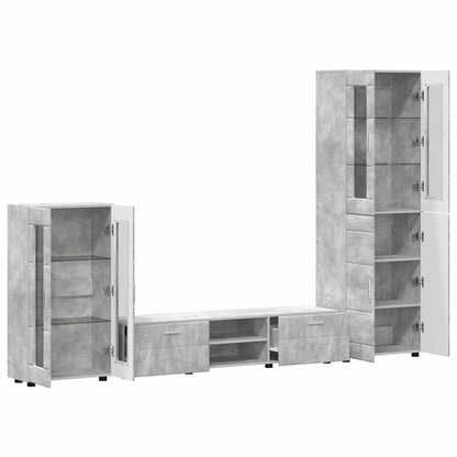 Set mobile TV con porta FLORIN Grigio cemento Legno multistrato