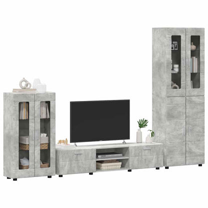 Set mobile TV con porta FLORIN Grigio cemento Legno multistrato
