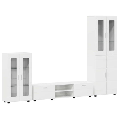 Set mobile TV con porta FLORIN Bianco Lucido Legno multistrato