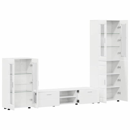 Set mobile TV con porta FLORIN Bianco Lucido Legno multistrato