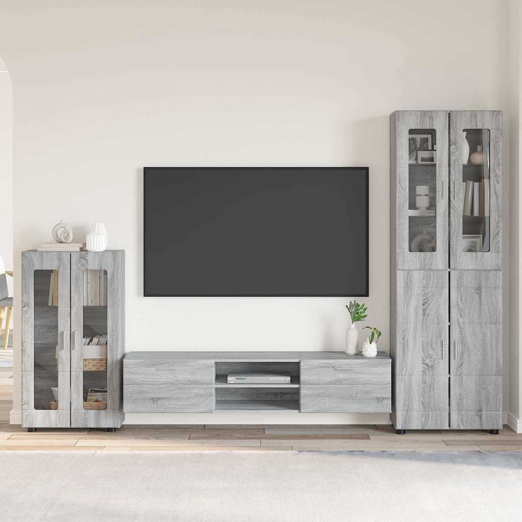 Set mobile TV con porta FLORIN Grigio Sonoma Legno multistrato