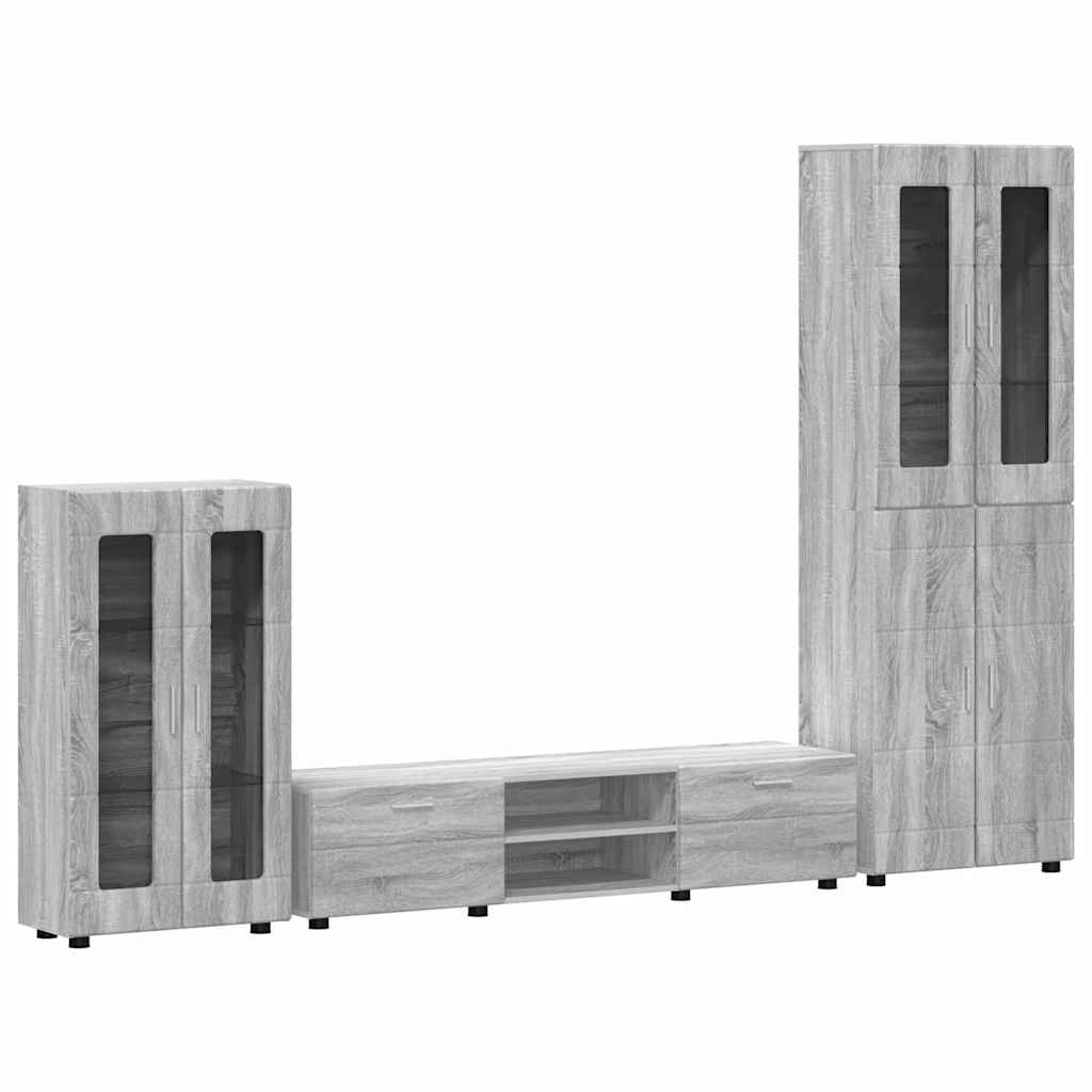 Set mobile TV con porta FLORIN Grigio Sonoma Legno multistrato