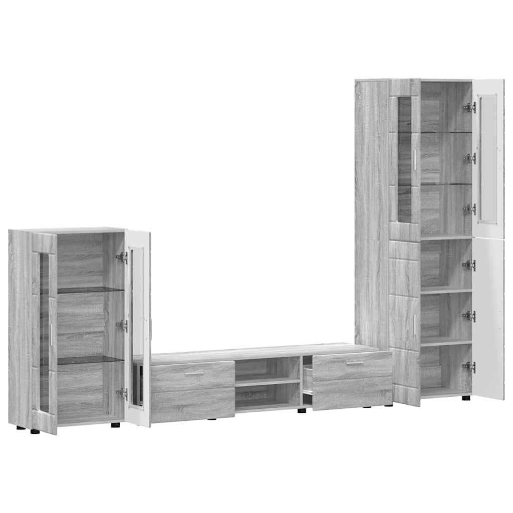 Set mobile TV con porta FLORIN Grigio Sonoma Legno multistrato