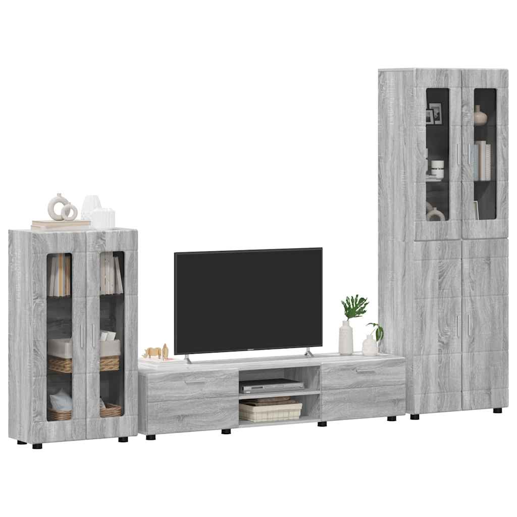 Set mobile TV con porta FLORIN Grigio Sonoma Legno multistrato