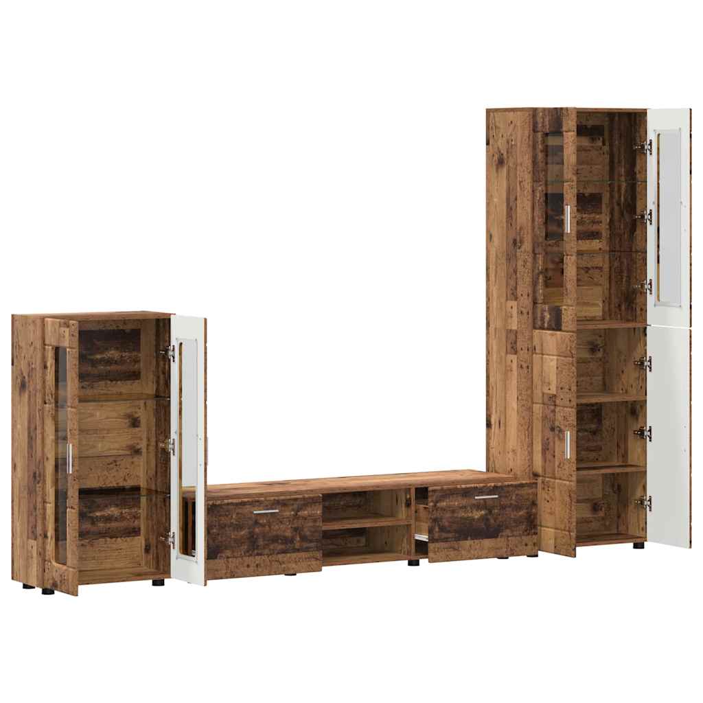 Set mobile TV con porta FLORIN Legno vecchio Legno multistrato