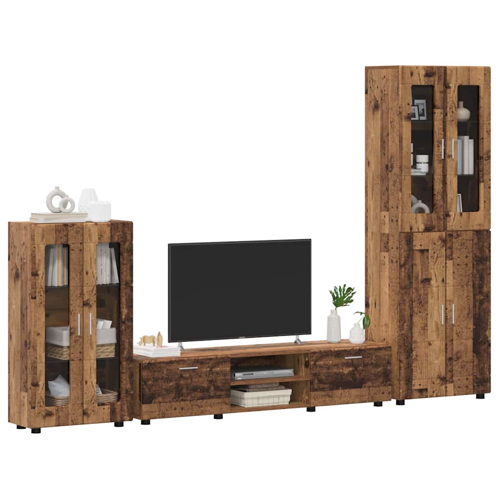 Set mobile TV con porta FLORIN Legno vecchio Legno multistrato