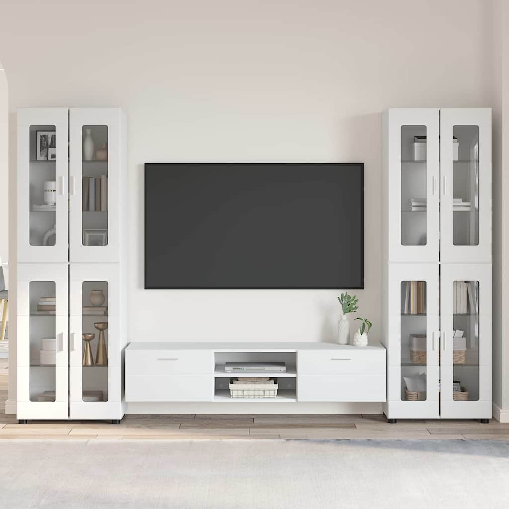 Set mobile TV con cassetto FLORIN Bianco Legno multistrato