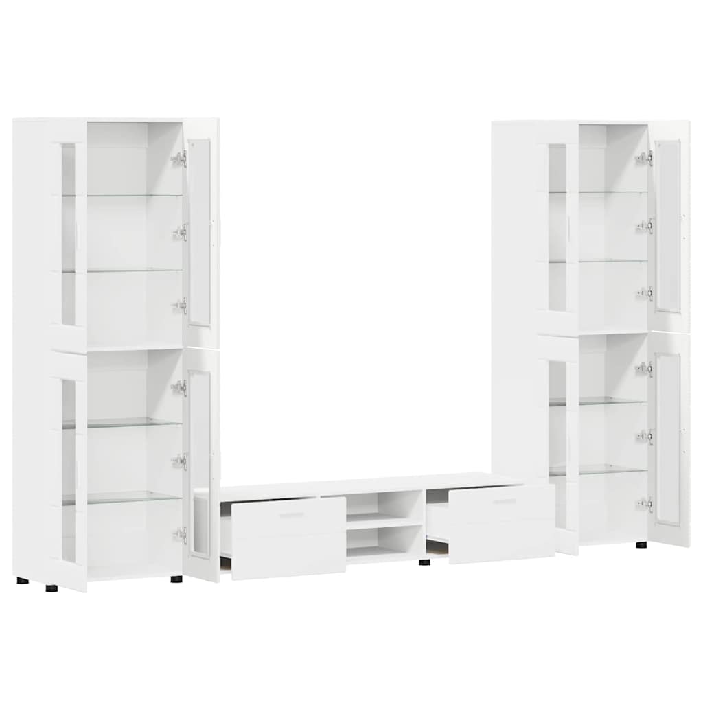 Set mobile TV con cassetto FLORIN Bianco Legno multistrato