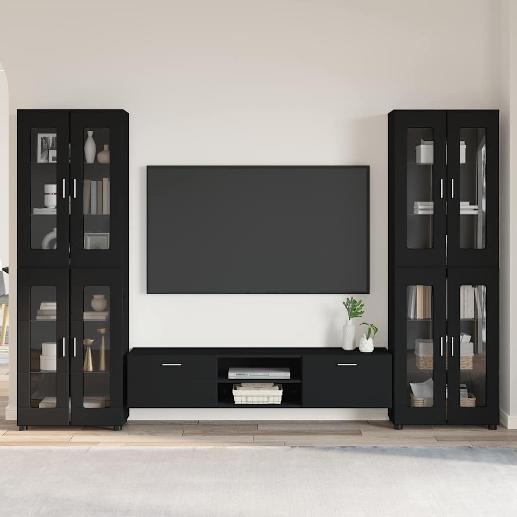 Set mobile TV con cassetto FLORIN Nero Legno multistrato
