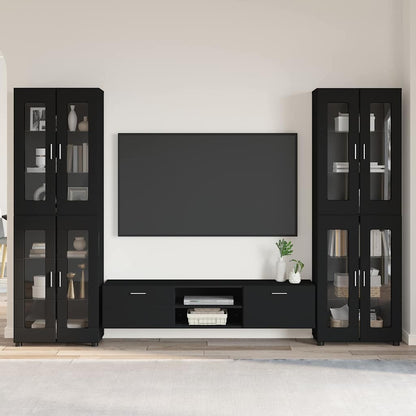 Set mobile TV con cassetto FLORIN Nero Legno multistrato