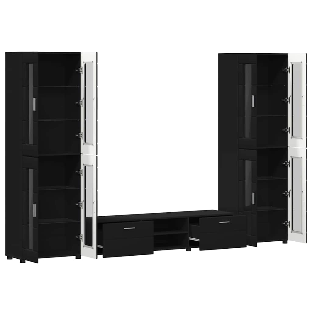 Set mobile TV con cassetto FLORIN Nero Legno multistrato