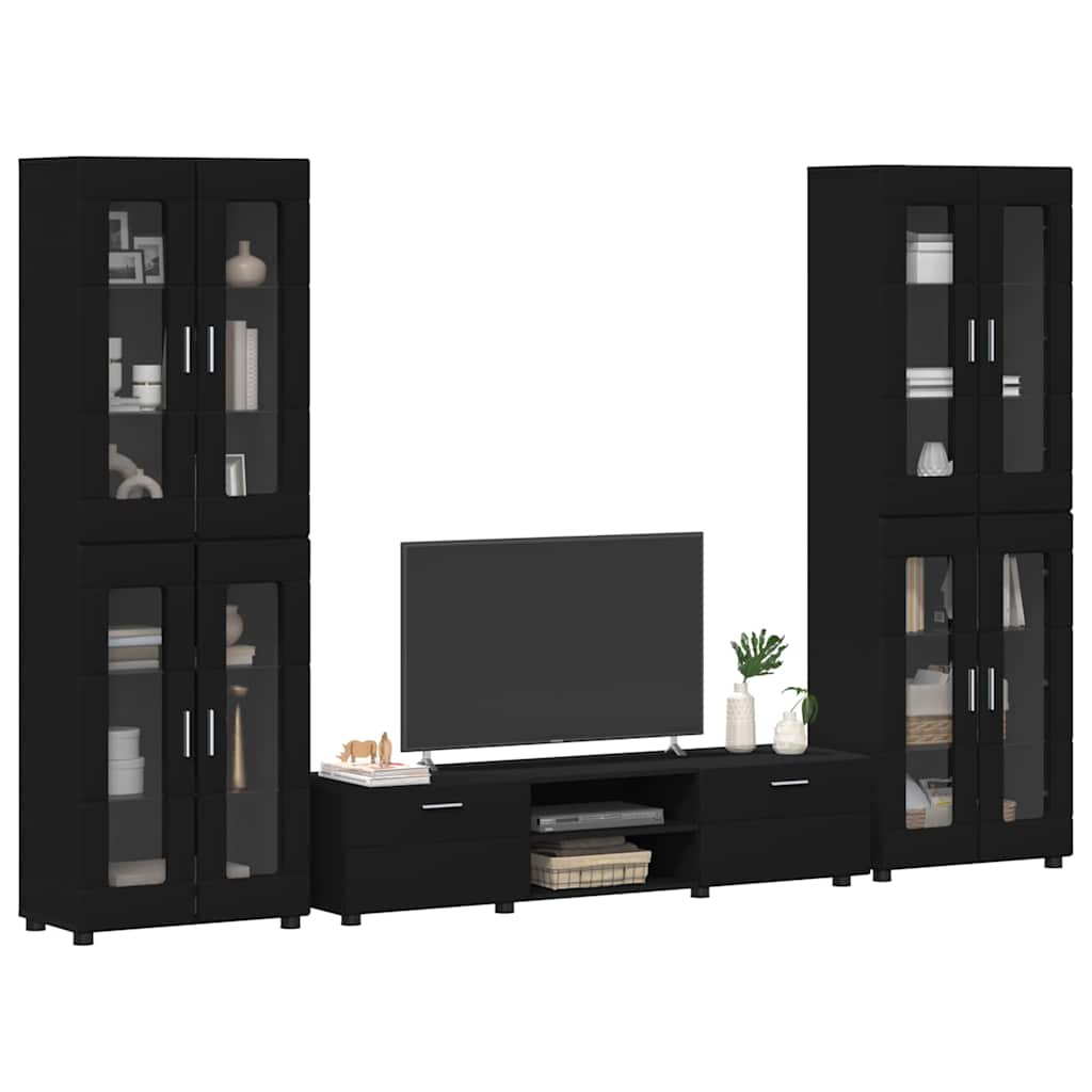 Set mobile TV con cassetto FLORIN Nero Legno multistrato