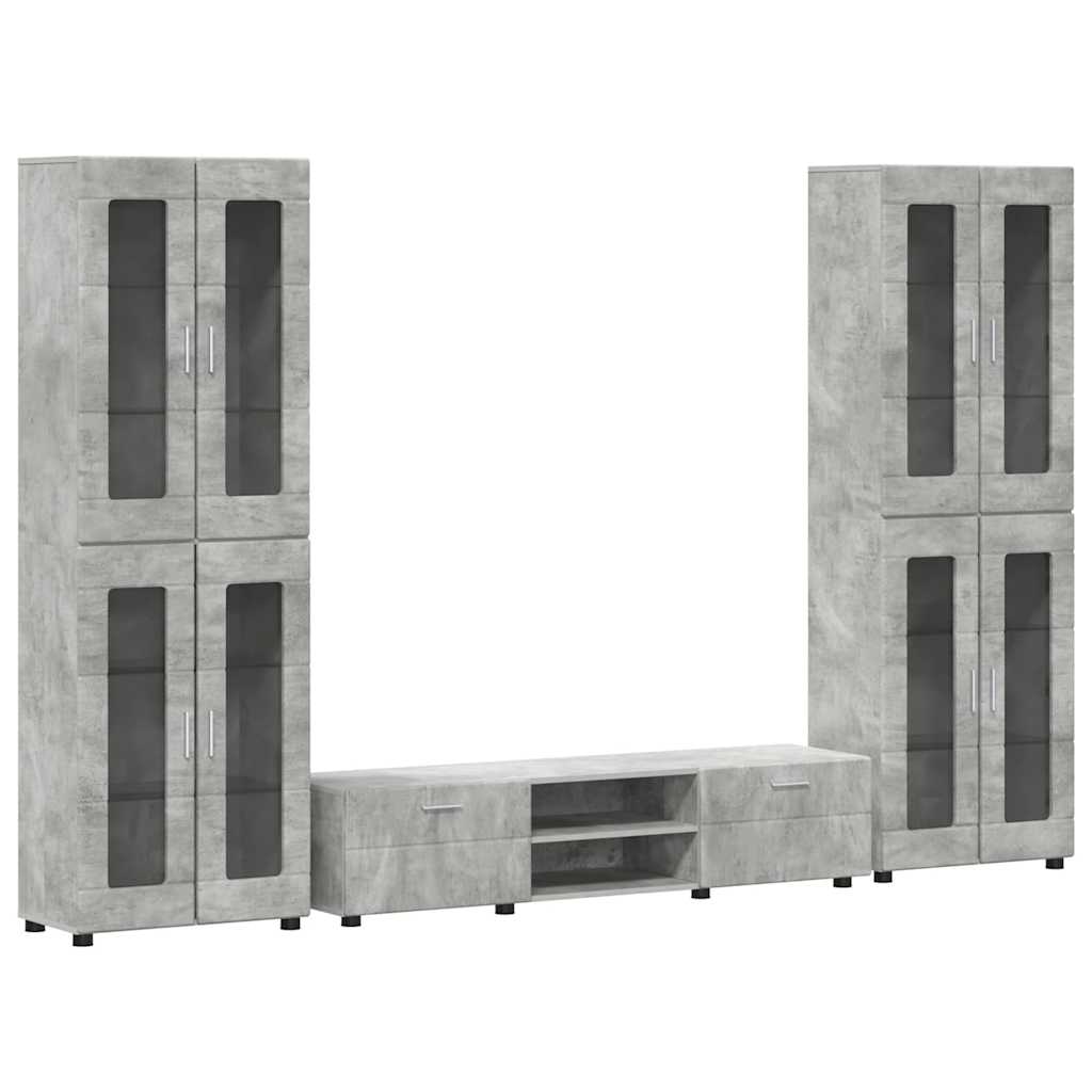 Set mobile TV con porta FLORIN Grigio cemento Legno multistrato