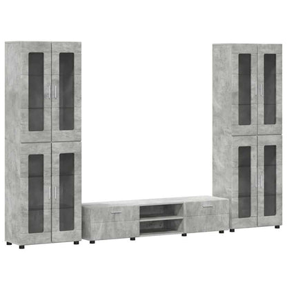 Set mobile TV con porta FLORIN Grigio cemento Legno multistrato