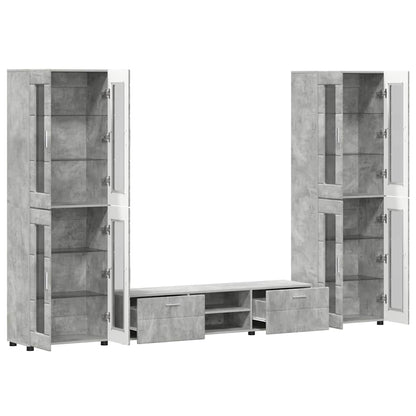 Set mobile TV con porta FLORIN Grigio cemento Legno multistrato