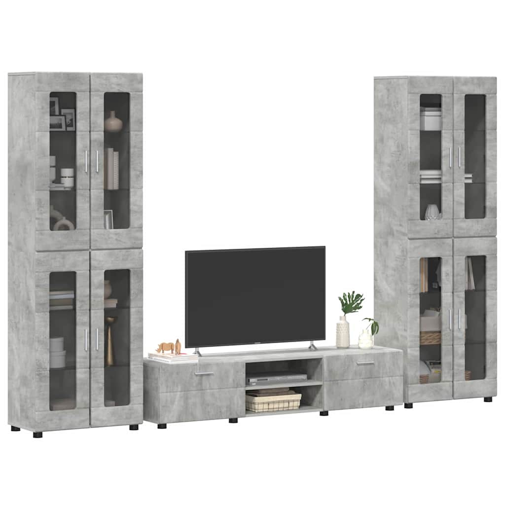 Set mobile TV con porta FLORIN Grigio cemento Legno multistrato