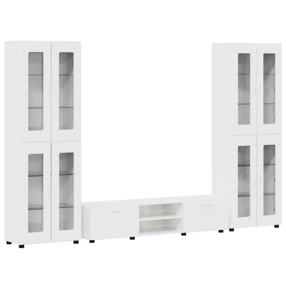 Set mobile TV con porta FLORIN Bianco Lucido Legno multistrato