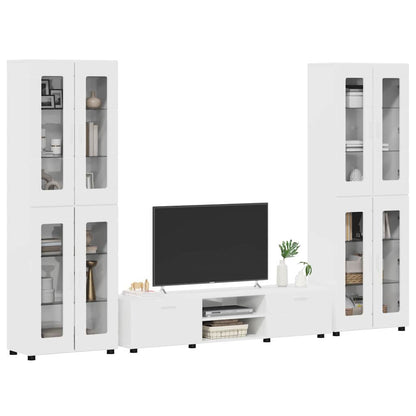 Set mobile TV con porta FLORIN Bianco Lucido Legno multistrato