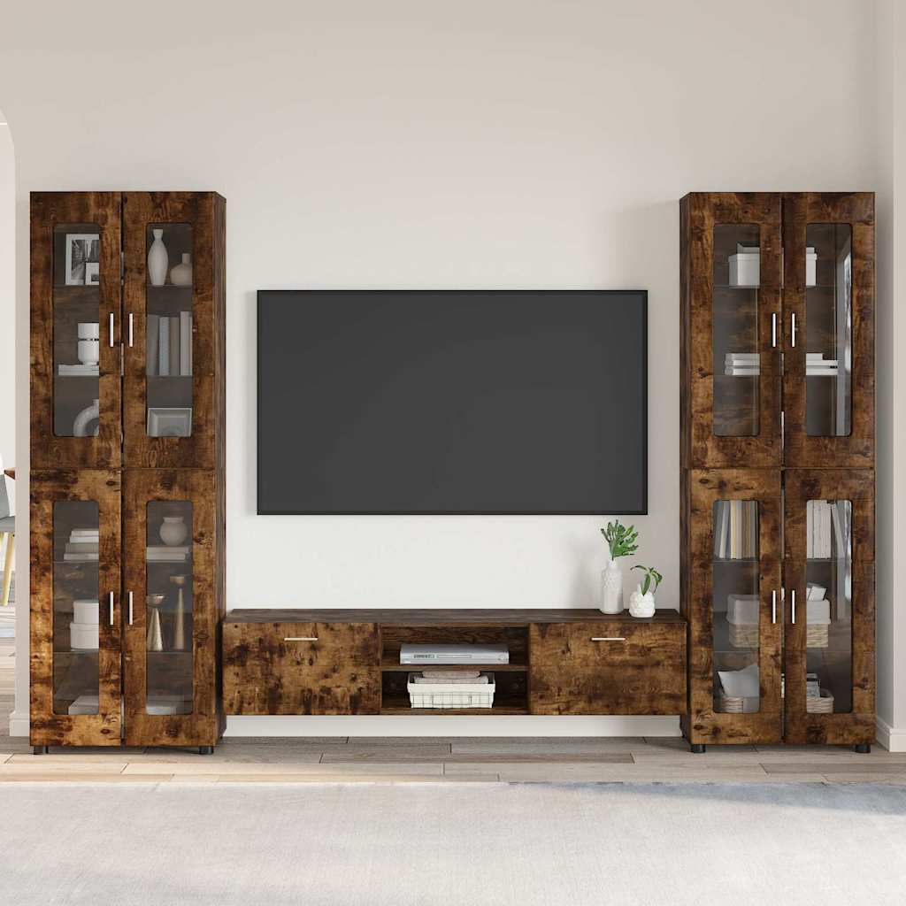 Set mobile TV con cassetto FLORIN Rovere fumÃ© Legno multistrato