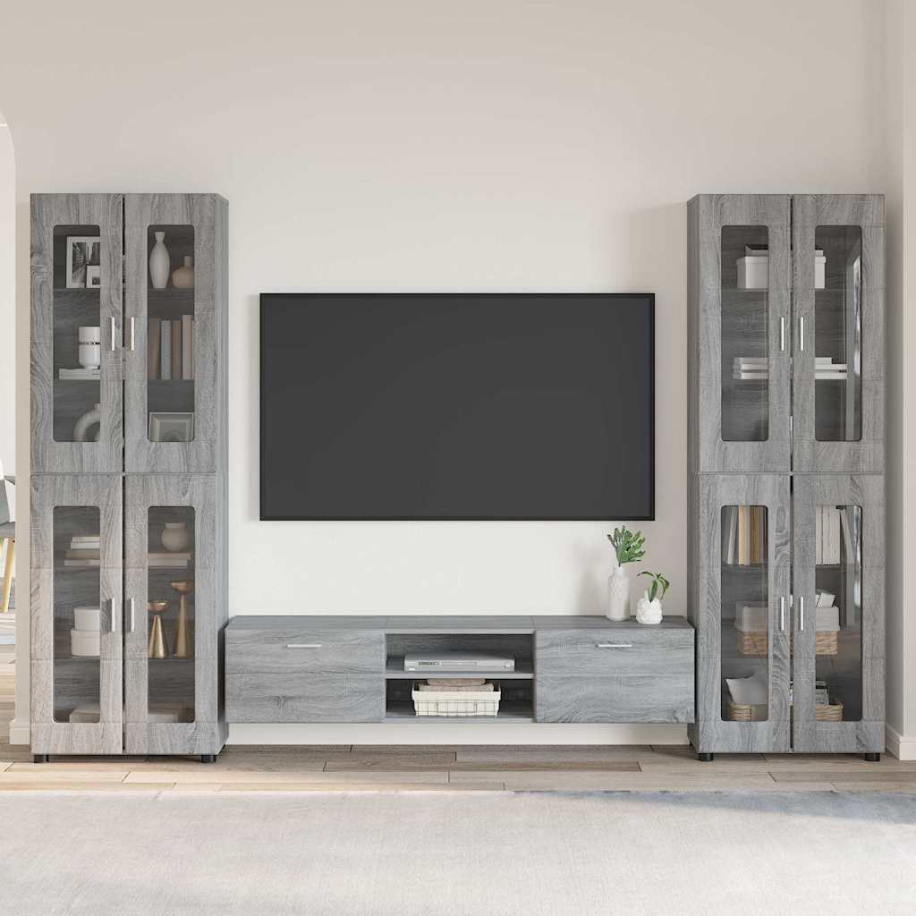 Set mobile TV con porta FLORIN Grigio Sonoma Legno multistrato
